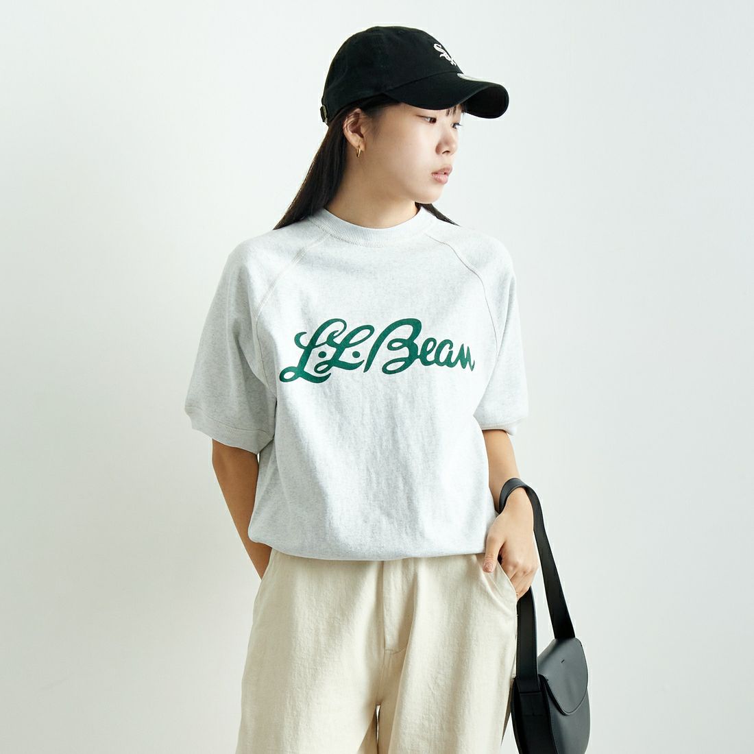L.L.BEAN [エルエルビーン] PORTAGE ショートスリーブスウェット [5275-0137] 19 BIRCH &&モデル身長：167cm 着用サイズ：M&&