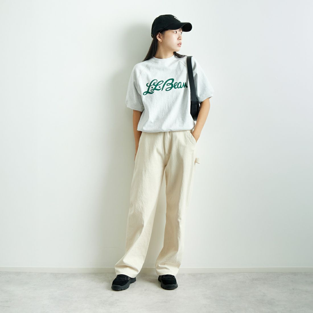 L.L.BEAN [エルエルビーン] PORTAGE ショートスリーブスウェット [5275-0137] 19 BIRCH &&モデル身長：167cm 着用サイズ：M&&