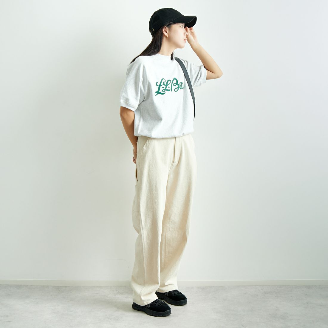 L.L.BEAN [エルエルビーン] PORTAGE ショートスリーブスウェット [5275-0137] 19 BIRCH &&モデル身長：167cm 着用サイズ：M&&
