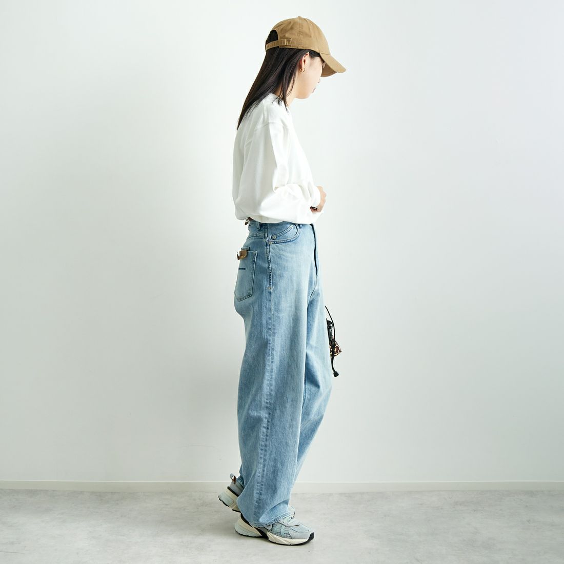 L.L.BEAN [エルエルビーン] Union ロングスリーブTシャツ [5175-9084] 09 WHITE &&モデル身長：167cm 着用サイズ：S&&