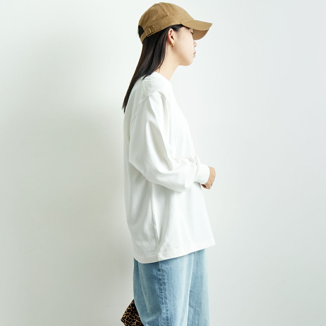 L.L.BEAN [エルエルビーン] Union ロングスリーブTシャツ [5175-9084] 09 WHITE &&モデル身長：167cm 着用サイズ：S&&