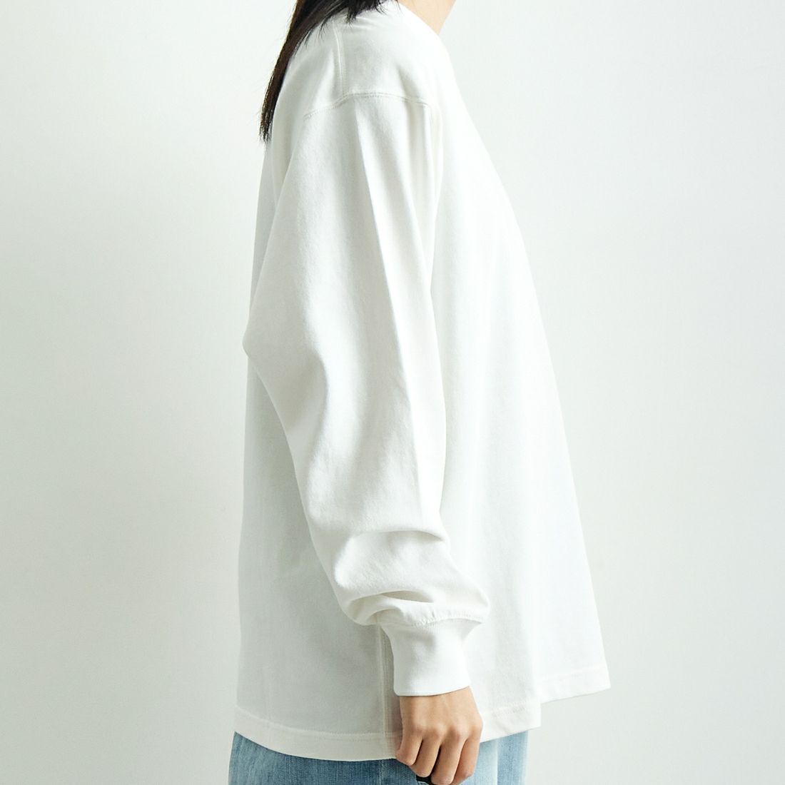 L.L.BEAN [エルエルビーン] Union ロングスリーブTシャツ [5175-9084] 09 WHITE &&モデル身長：167cm 着用サイズ：S&&