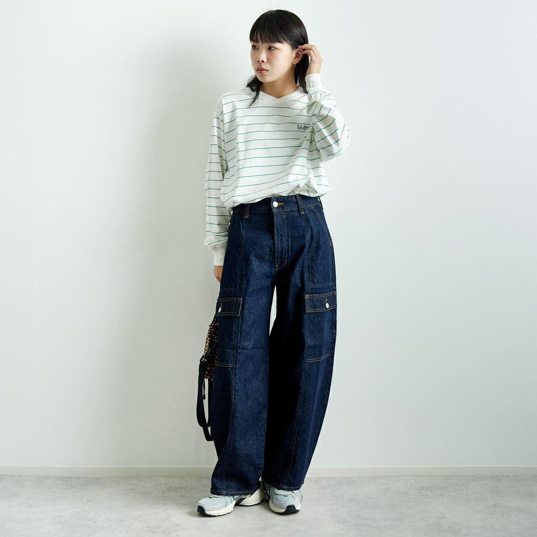 L.L.BEAN [エルエルビーン] Union ロングスリーブTシャツ [5175-9084] 90 W/L.GRN &&モデル身長：167cm 着用サイズ：S&&