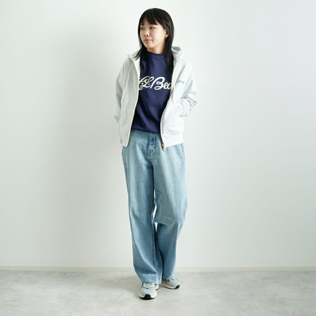 L.L.BEAN [エルエルビーン] PORTAGE フルジップフーデッドスウェット [5175-9181] 19 BIRCH &&モデル身長：167cm 着用サイズ：M&&