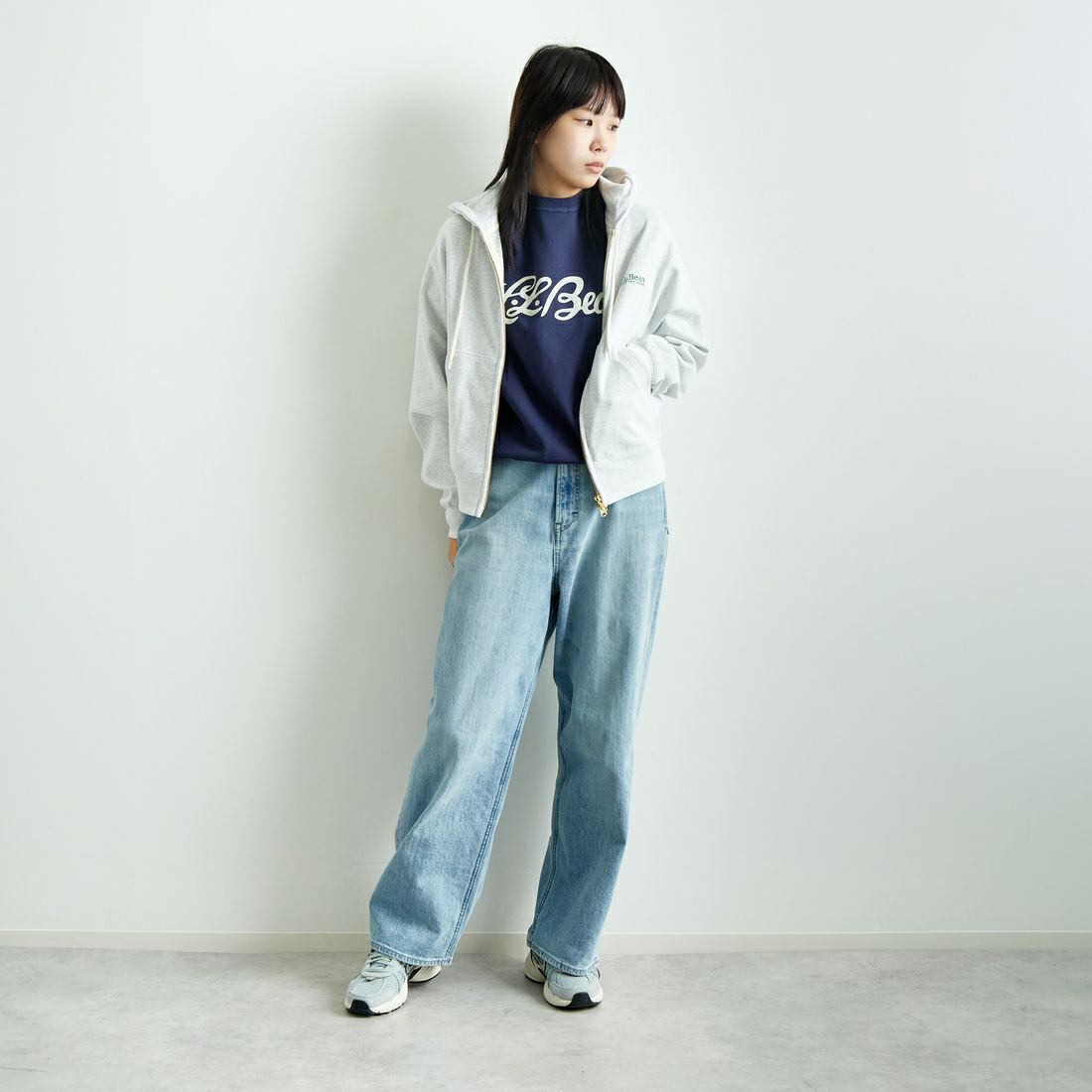 L.L.BEAN [エルエルビーン] PORTAGE フルジップフーデッドスウェット [5175-9181] 19 BIRCH &&モデル身長：167cm 着用サイズ：M&&