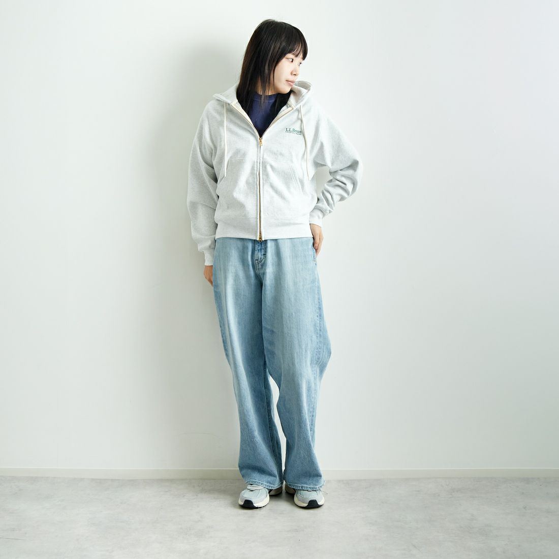 L.L.BEAN [エルエルビーン] PORTAGE フルジップフーデッドスウェット [5175-9181] 19 BIRCH &&モデル身長：167cm 着用サイズ：M&&