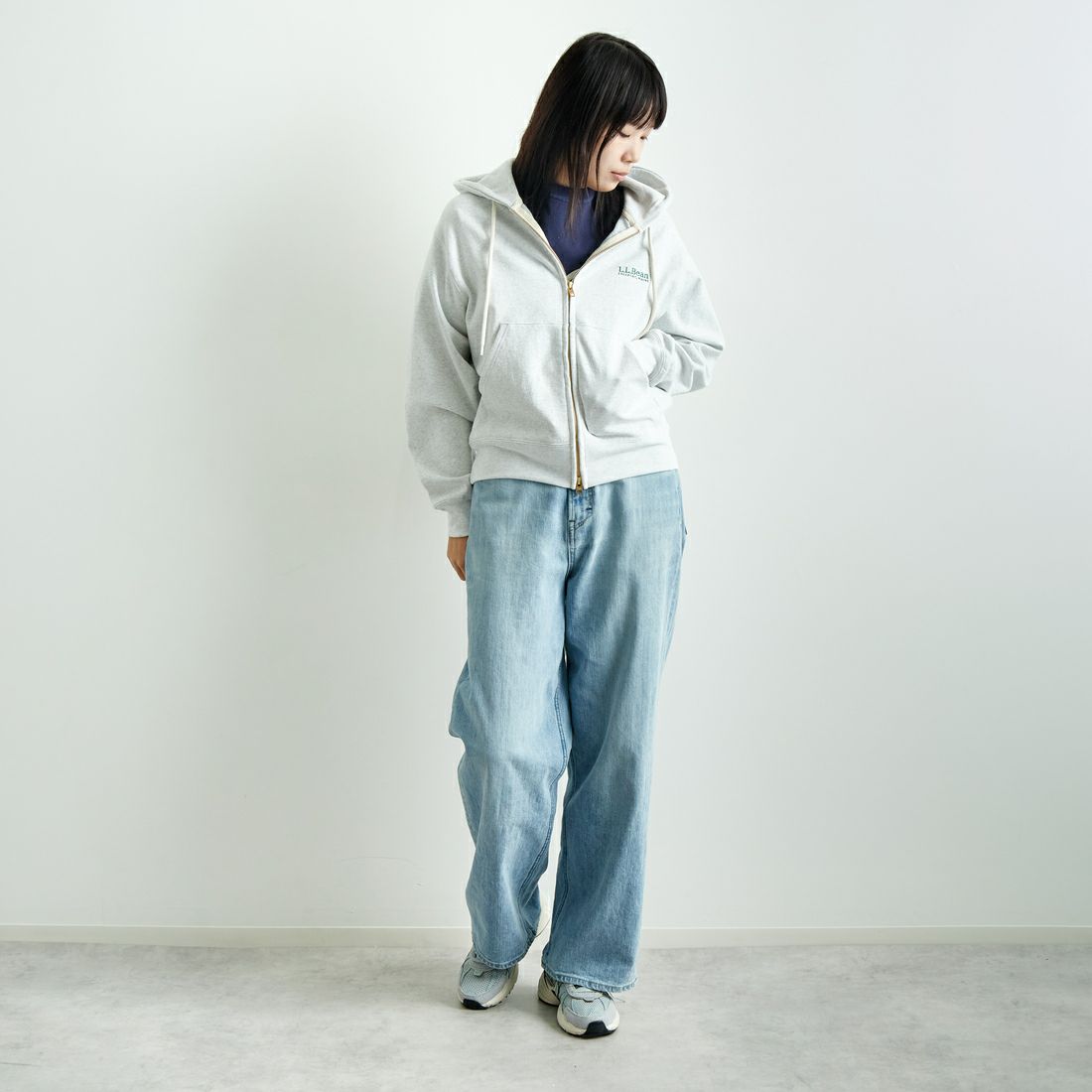 L.L.BEAN [エルエルビーン] PORTAGE フルジップフーデッドスウェット [5175-9181] 19 BIRCH &&モデル身長：167cm 着用サイズ：M&&