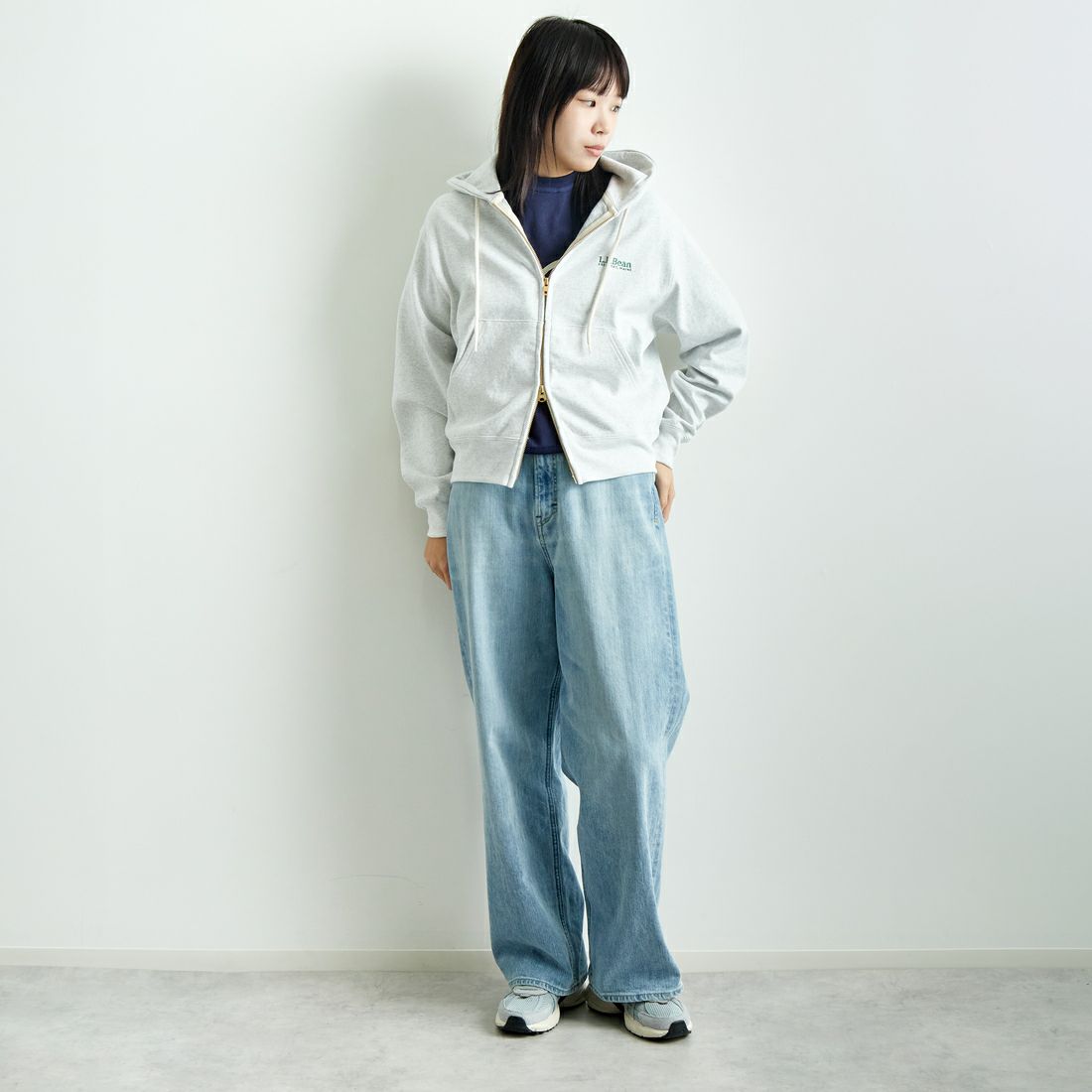 L.L.BEAN [エルエルビーン] PORTAGE フルジップフーデッドスウェット [5175-9181] 19 BIRCH &&モデル身長：167cm 着用サイズ：M&&