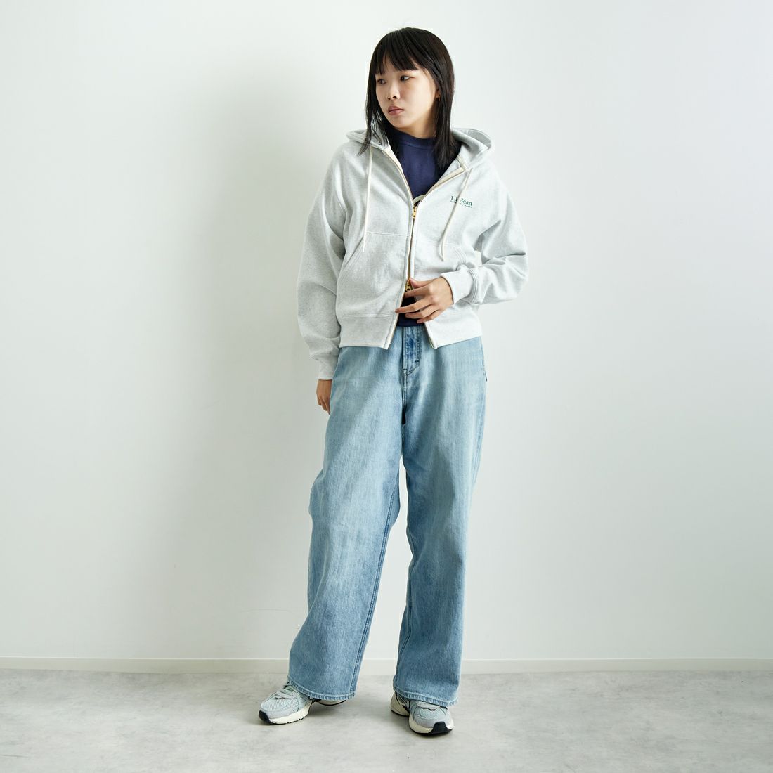 L.L.BEAN [エルエルビーン] PORTAGE フルジップフーデッドスウェット [5175-9181] 19 BIRCH &&モデル身長：167cm 着用サイズ：M&&