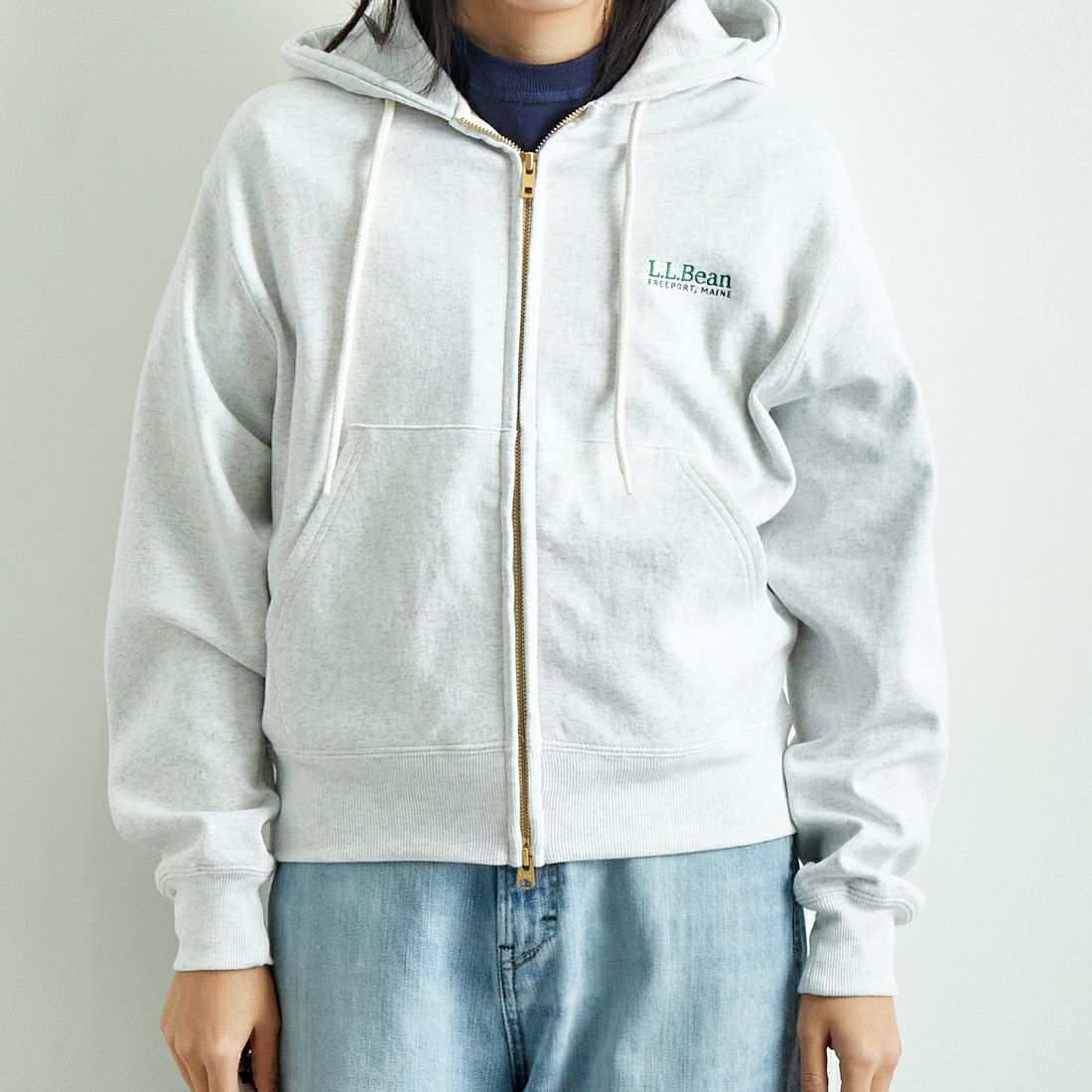 L.L.BEAN [エルエルビーン] PORTAGE フルジップフーデッドスウェット [5175-9181] 19 BIRCH &&モデル身長：167cm 着用サイズ：M&&