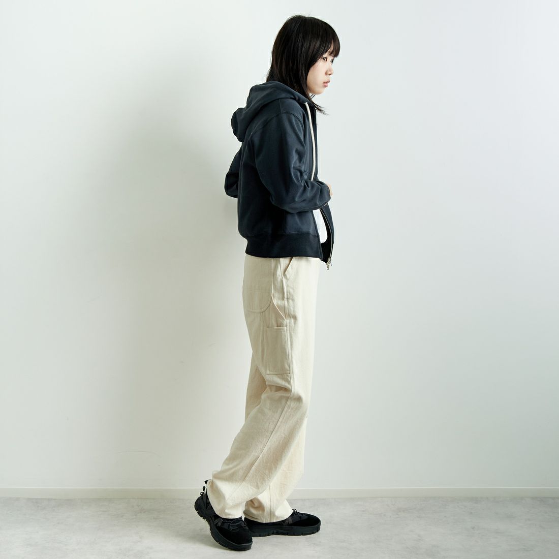 L.L.BEAN [エルエルビーン] PORTAGE フルジップフーデッドスウェット [5175-9181] 48 DK.CHAR &&モデル身長：167cm 着用サイズ：M&&