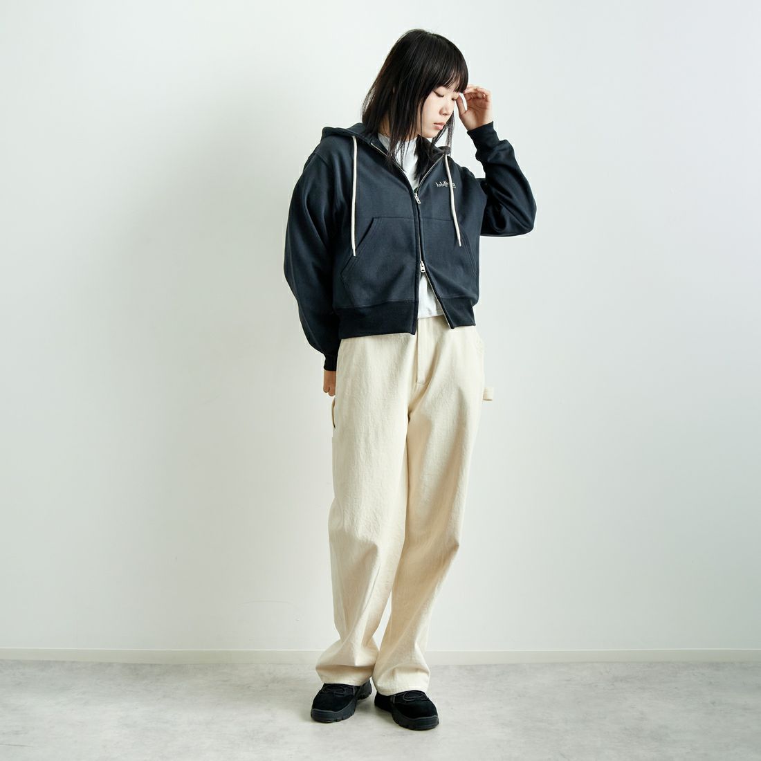 L.L.BEAN [エルエルビーン] PORTAGE フルジップフーデッドスウェット [5175-9181] 48 DK.CHAR &&モデル身長：167cm 着用サイズ：M&&