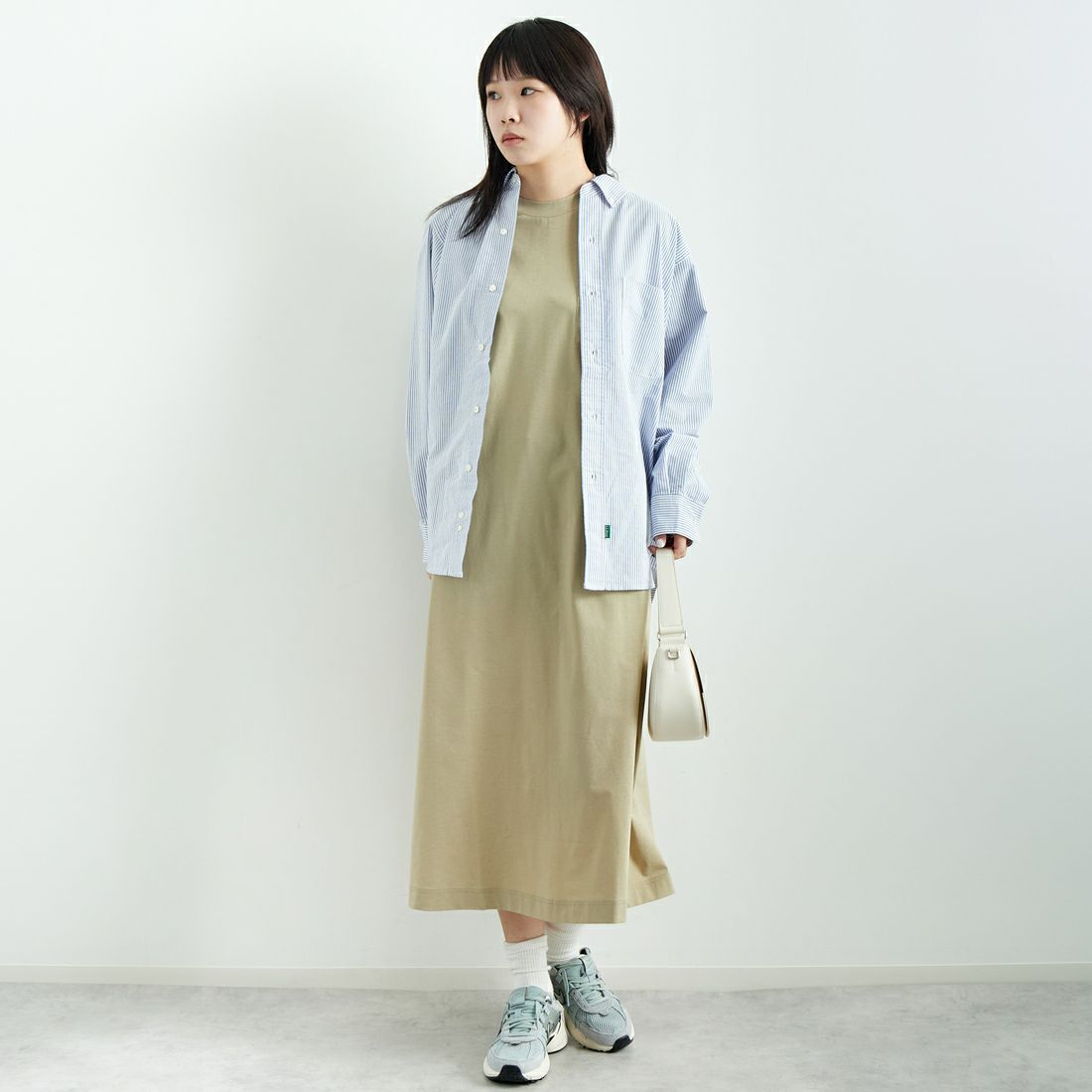 L.L.BEAN [エルエルビーン] サマーショートスリーブドレス [5275-0148] 18 TAN &&モデル身長：167cm 着用サイズ：M&&
