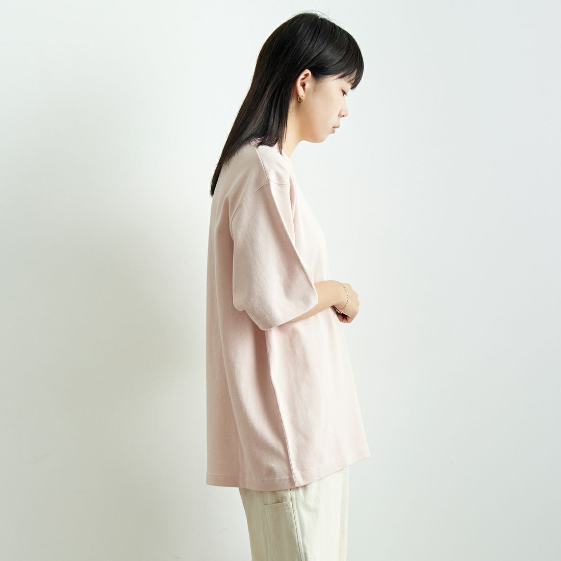 L.L.BEAN [エルエルビーン] Union ショートスリーブTシャツ [5275-0038] 08 LT.PINK &&モデル身長：167cm 着用サイズ：S&&