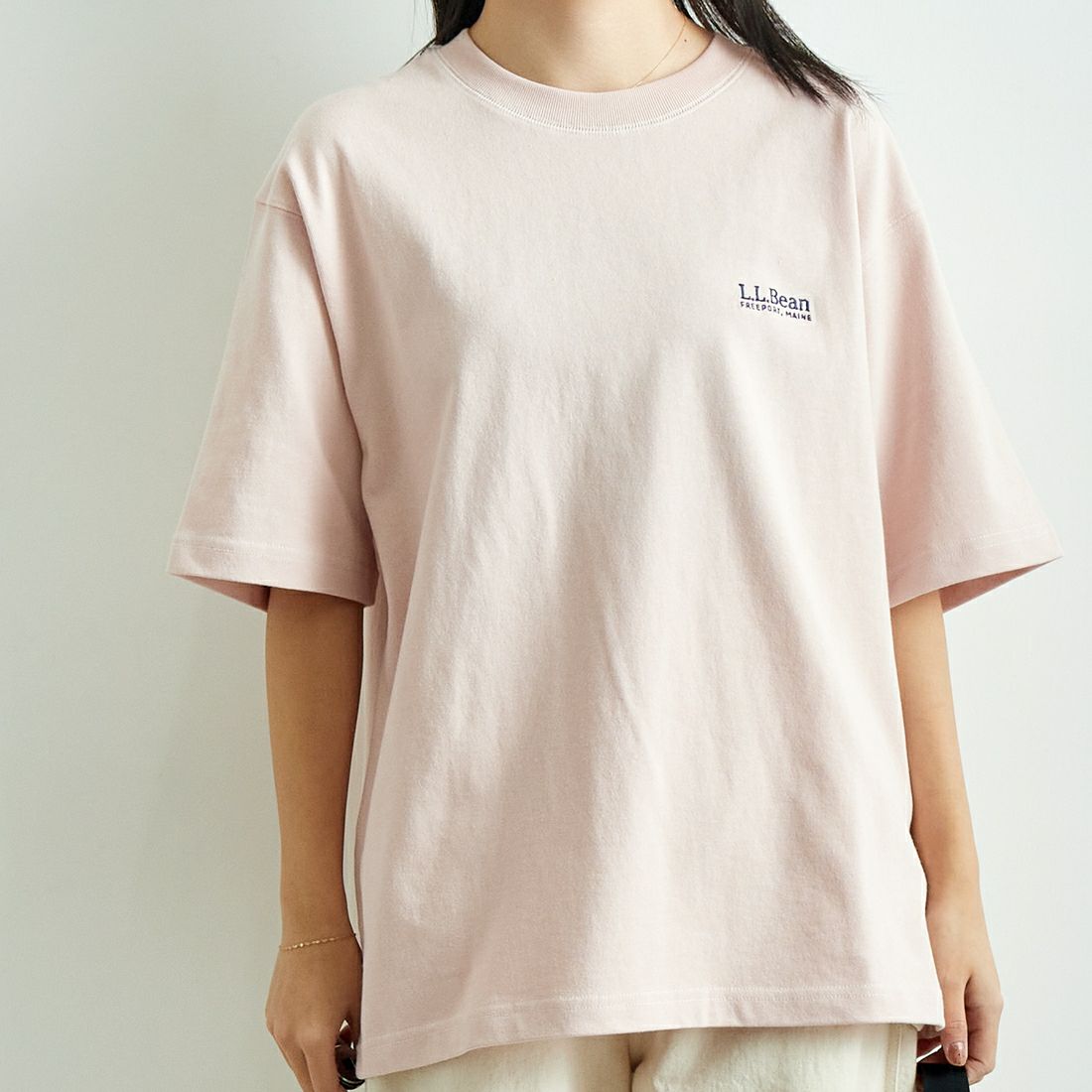 L.L.BEAN [エルエルビーン] Union ショートスリーブTシャツ [5275-0038] 08 LT.PINK &&モデル身長：167cm 着用サイズ：S&&