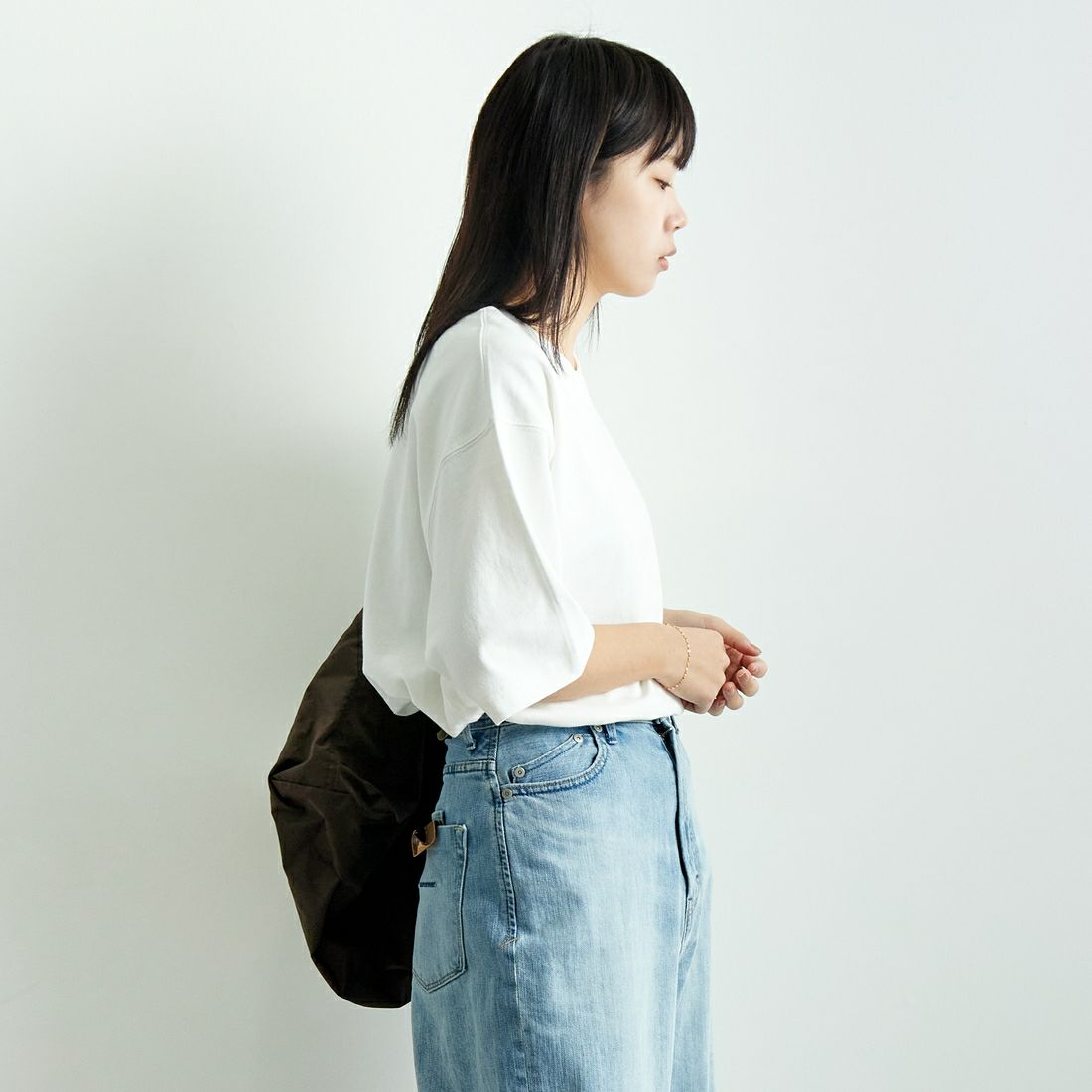 L.L.BEAN [エルエルビーン] Union ショートスリーブTシャツ [5275-0038] 09 WHITE &&モデル身長：167cm 着用サイズ：S&&