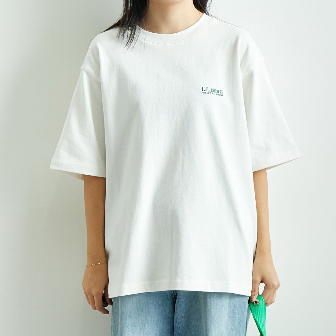 L.L.BEAN [エルエルビーン] Union ショートスリーブTシャツ [5275-0038] 09 WHITE &&モデル身長：167cm 着用サイズ：S&&
