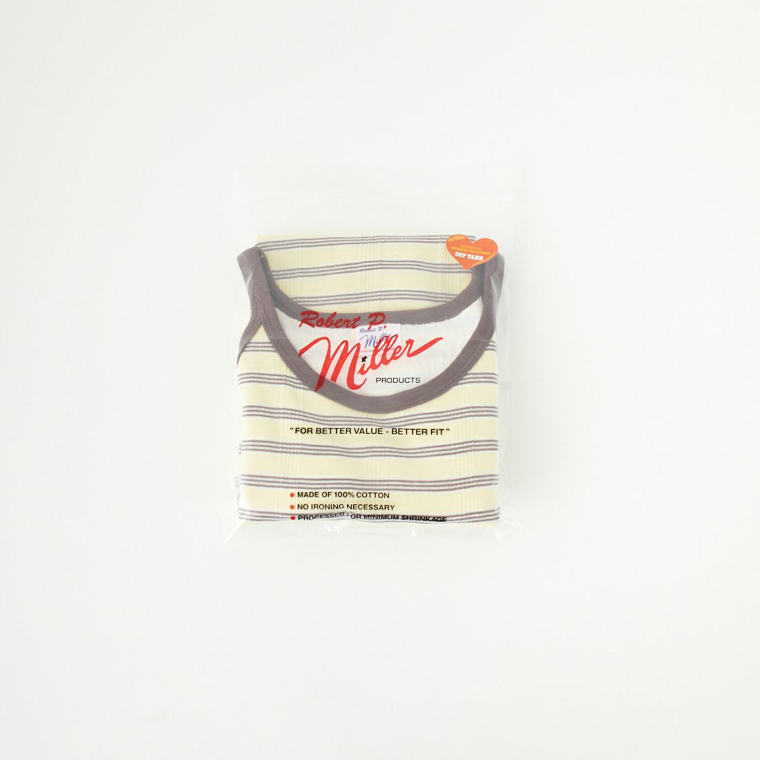 Robert P.Miller [ロバートピーミラー] 別注 配色 アメリカンスリーブパネルリブタンクトップ [RM251-2143IN-JF] BANANA