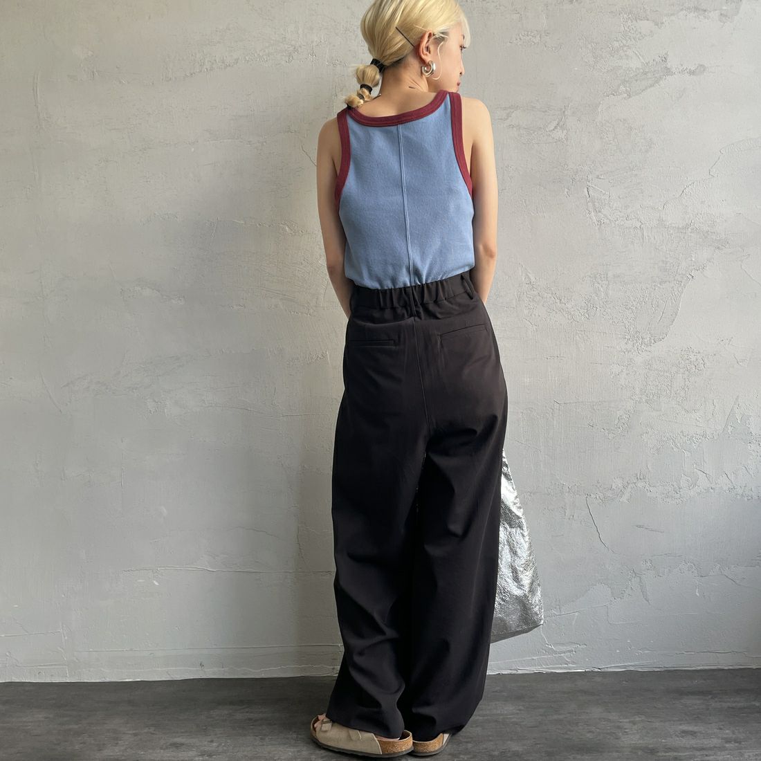 Noir Fabrik [ヌワールファブリック] コットンフライス アメリカンスリーブタンクトップ [IN-01-25SS] ｻｯｸｽ/ﾎﾞﾙﾄﾞ &&モデル身長：150cm 着用サイズ：1&&