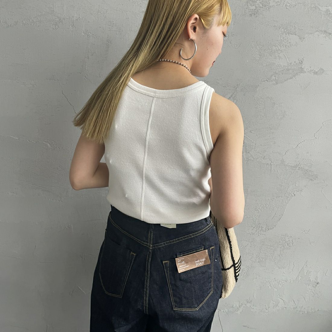 Noir Fabrik [ヌワールファブリック] コットンフライス アメリカンスリーブタンクトップ [IN-01-25SS] ｵﾌ &&モデル身長：156cm 着用サイズ：0&&