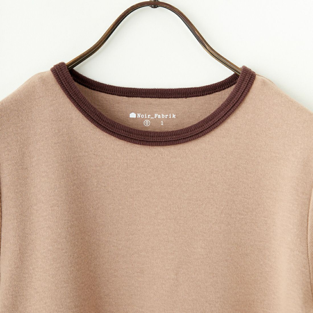 Noir Fabrik [ヌワールファブリック] コットンフライス クルーネックリンガーTシャツ [IN-02-25SS] ﾍﾞｰｼﾞｭ/ﾌﾞﾗ