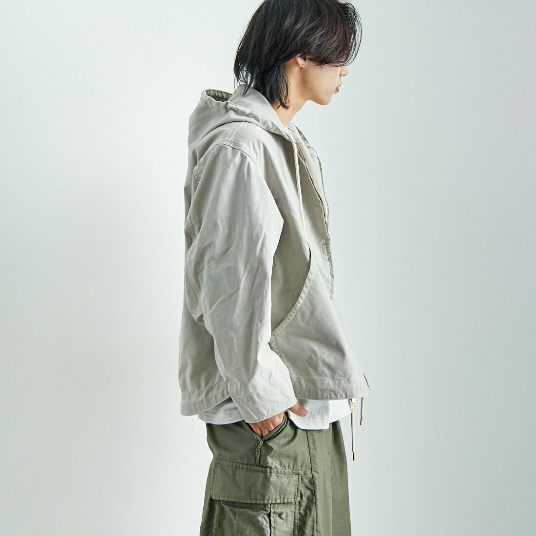 L.L.BEAN [エルエルビーン] Bean's プロスペクトハーバー フーディージャケット [5175-9046] 29 GREY &&モデル身長：179cm 着用サイズ：L&&