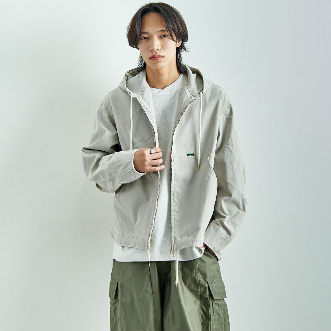 L.L.BEAN [エルエルビーン] Bean's プロスペクトハーバー フーディージャケット [5175-9046] 29 GREY &&モデル身長：179cm 着用サイズ：L&&