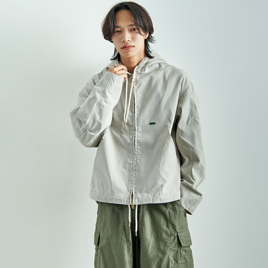 L.L.BEAN [エルエルビーン] Bean's プロスペクトハーバー フーディージャケット [5175-9046] 29 GREY &&モデル身長：179cm 着用サイズ：L&&