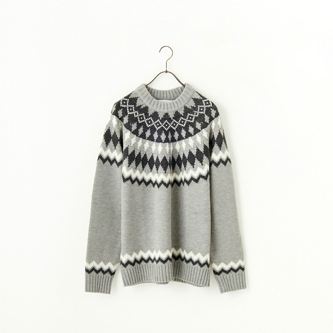 とし③３Ｌ濃グレー*ロゴスウェット風デザインニットセーター 23区 【洗える】カシミヤブレンド Vネック ニット （グレー系） -靴