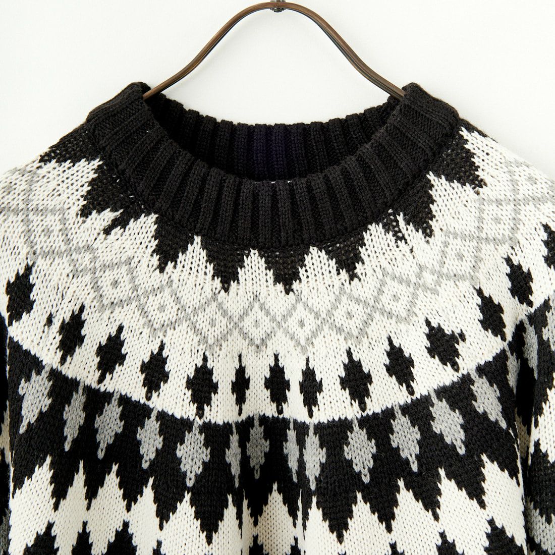 33Degrees [サーティスリーディグリーズ] 5G求心柄クルーネックニット [124805] BLK