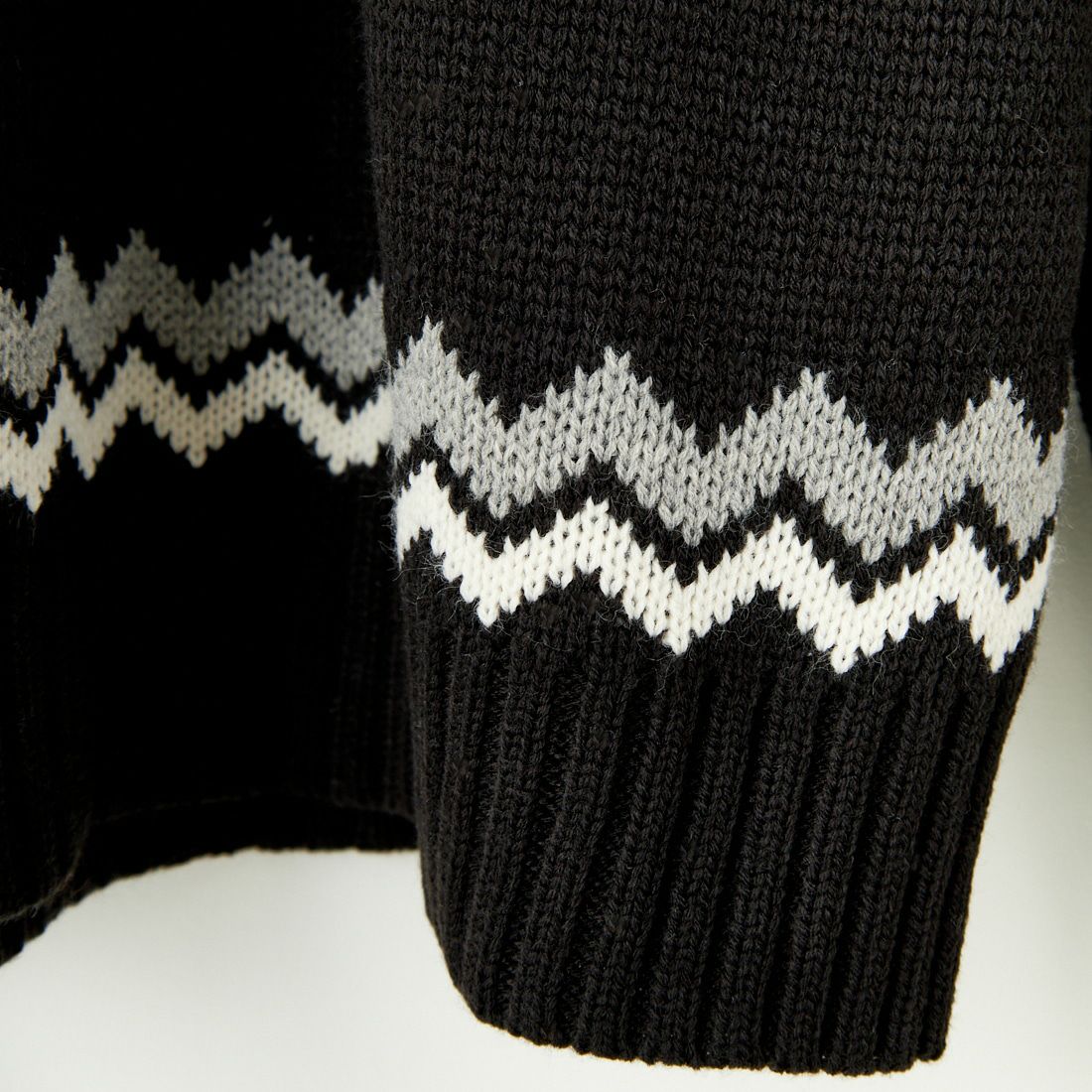 33Degrees [サーティスリーディグリーズ] 5G求心柄クルーネックニット [124805] BLK