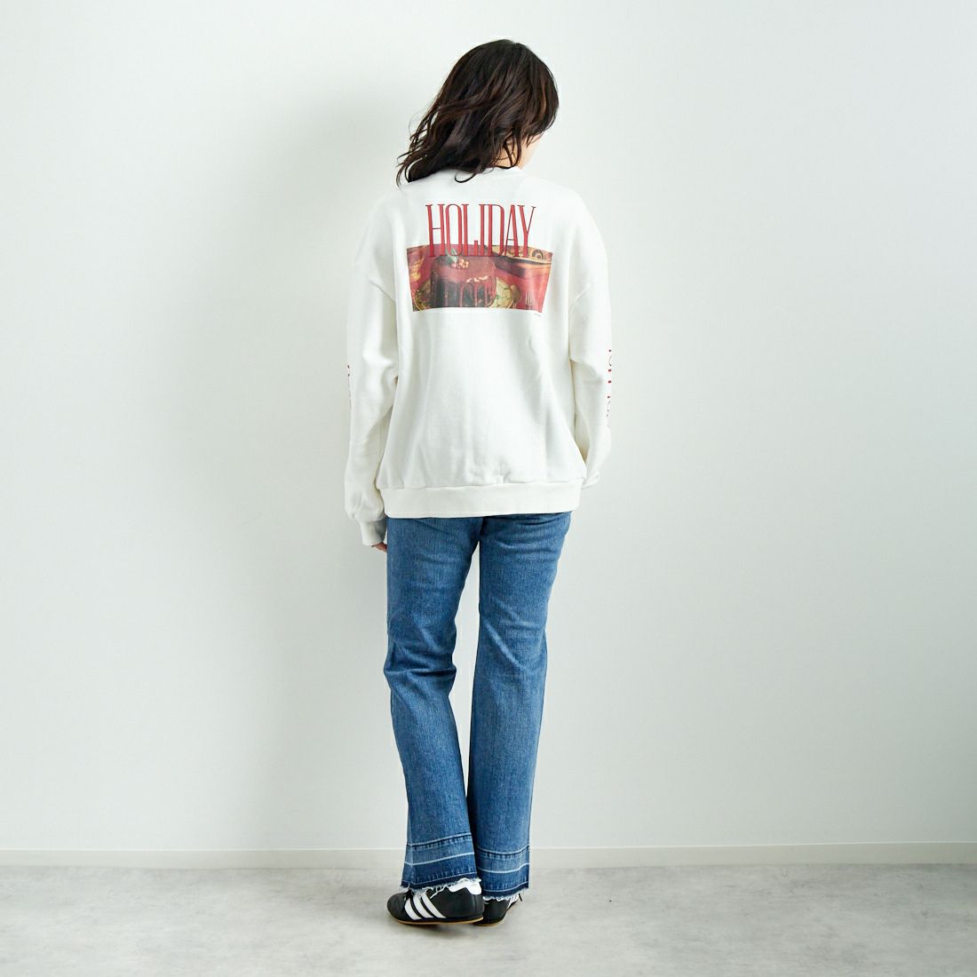 RED CARD TOKYO [レッドカード トーキョー] ピースフレアデニム [12W10401SMD] A-STN MID &&モデル身長：167cm 着用サイズ：24&&