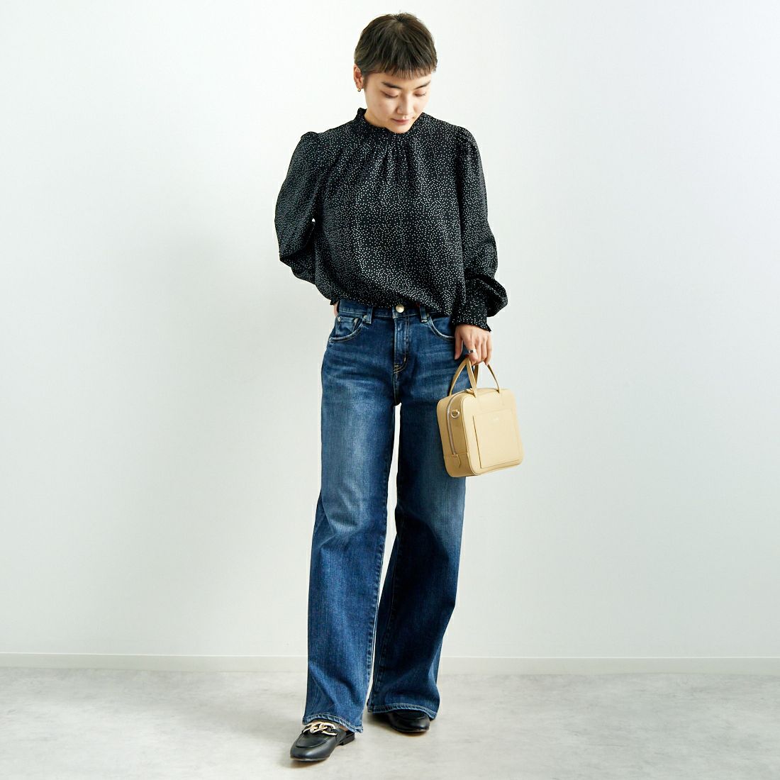 RED CARD TOKYO [レッドカード トーキョー] 35th Anniversary ワイドデニムパンツ [26W10101SDK] A-STN DARK &&モデル身長：160cm 着用サイズ：24&&