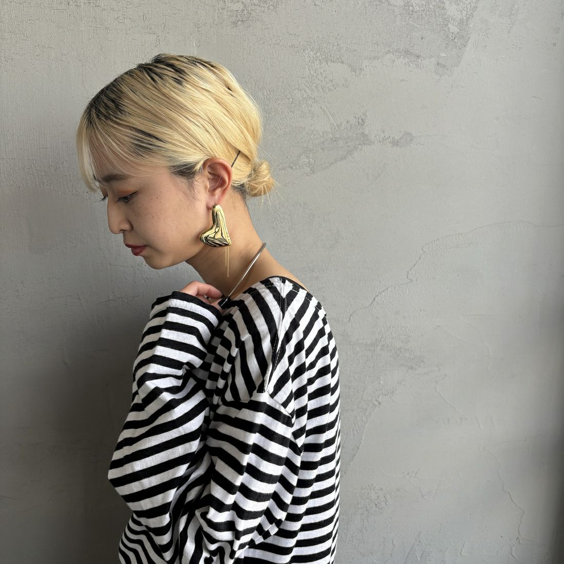 LAPUIS [ラピュイ] ハートプレートピアス [244-220110] GOLD