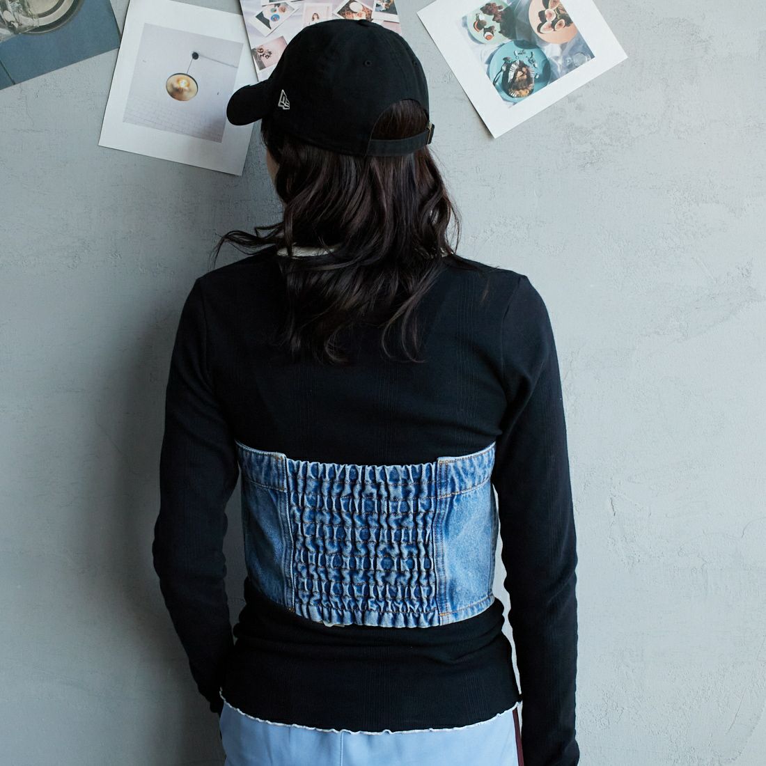 NEEDBY heritage [ニードバイヘリテージ] STEPHANIE デニムビスチェ [N1C902437IMB] I-MD BLUE &&モデル身長：167cm 着用サイズ：1&&