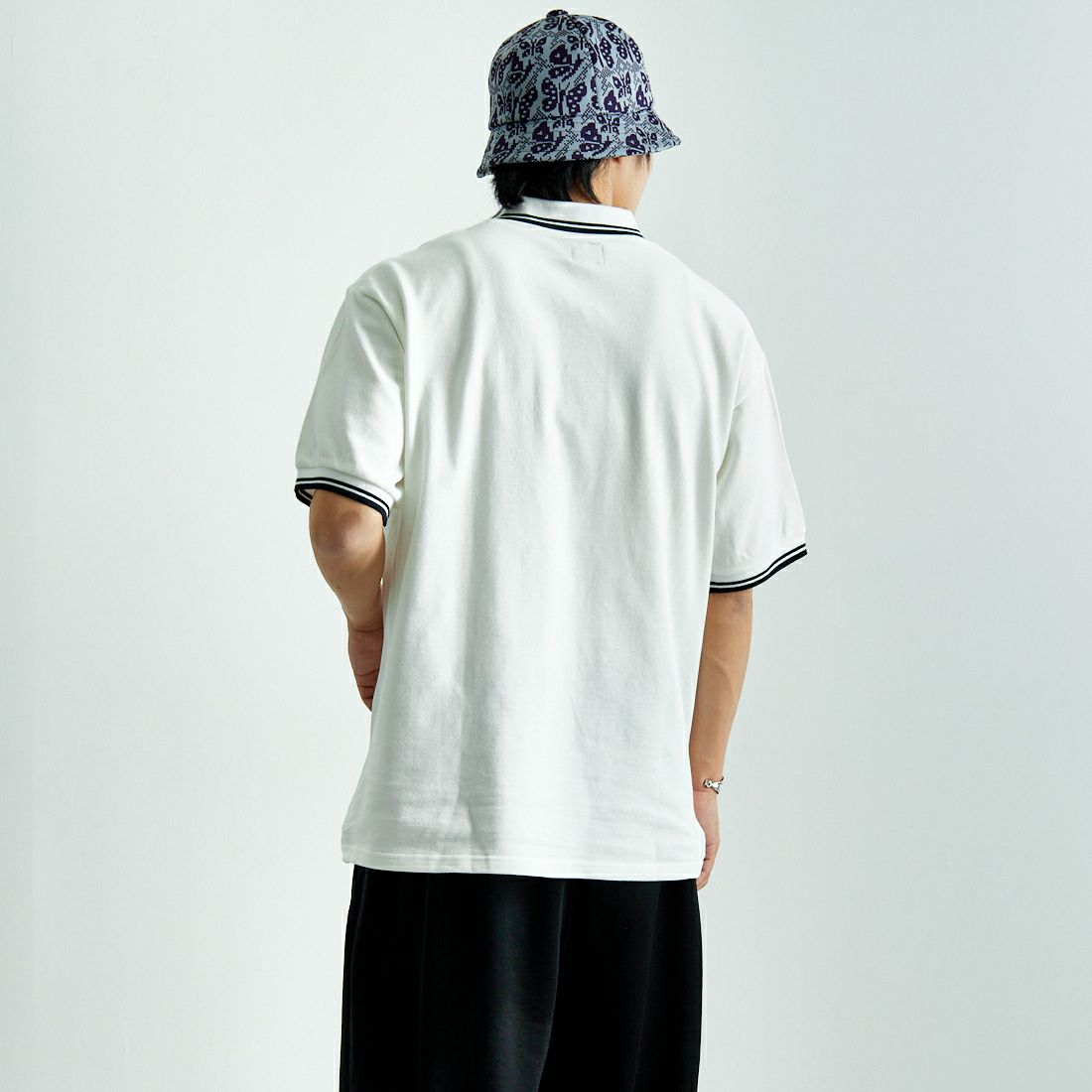 Needles [ニードルズ] ショートスリーブ ポロシャツ [QV354] A OFF WHIT&&モデル身長：179cm 着用サイズ：L&&