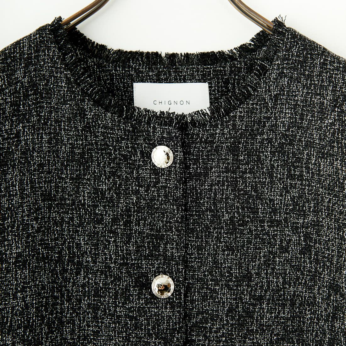 CHIGNON [シニヨン] ツイードショートベスト [4646-494MK] BLACK