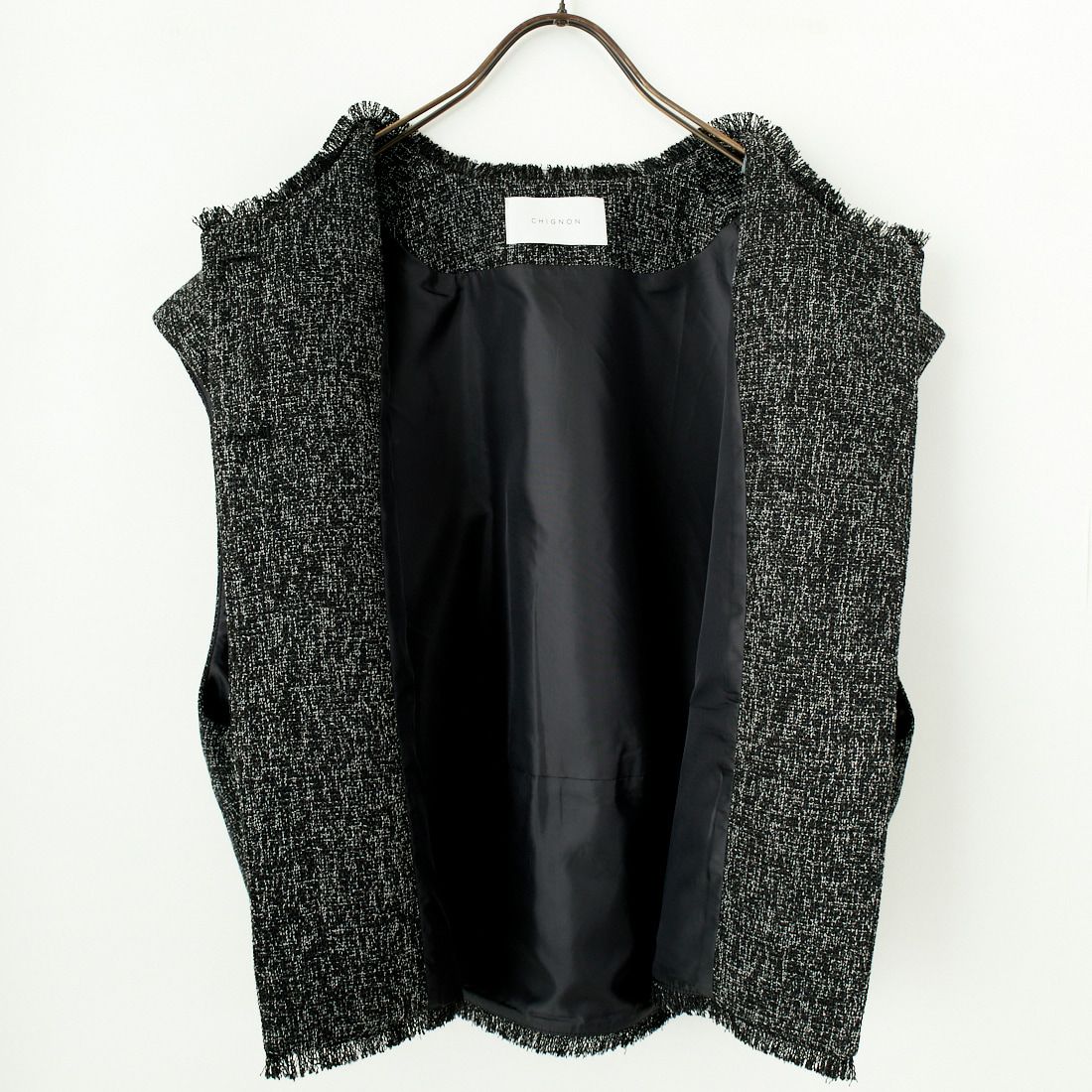 CHIGNON [シニヨン] ツイードショートベスト [4646-494MK] BLACK