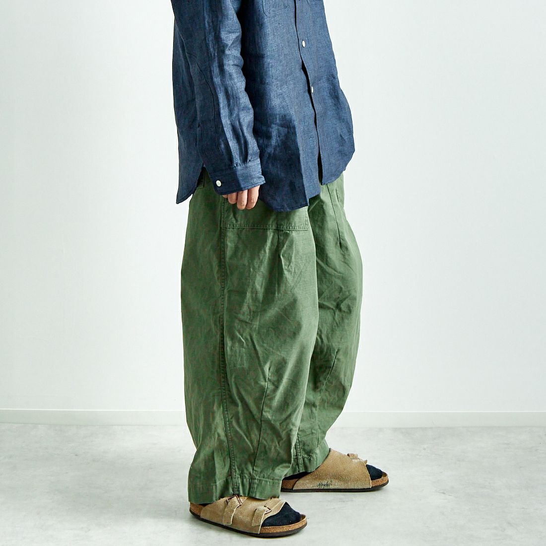 Needles [ニードルズ] ファティーグパンツ [QV153] A OLIVE&&モデル身長：179cm 着用サイズ：S&&