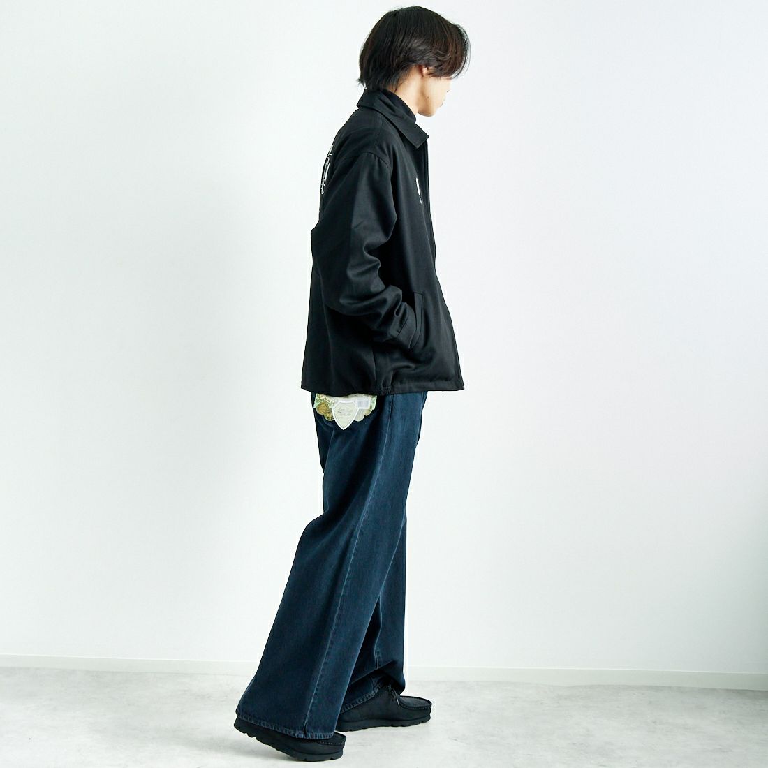 33Degrees [サーティスリーディグリーズ] 刺繍ベトジャン [TDR-251-016] 01 BLK &&モデル身長：179cm 着用サイズ：L&&