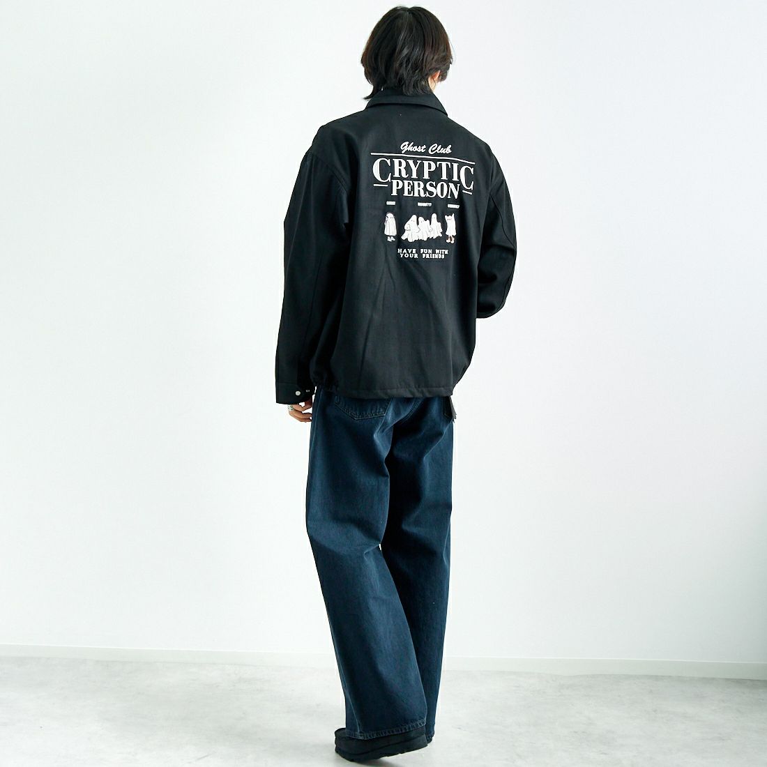33Degrees [サーティスリーディグリーズ] 刺繍ベトジャン [TDR-251-016] 01 BLK &&モデル身長：179cm 着用サイズ：L&&