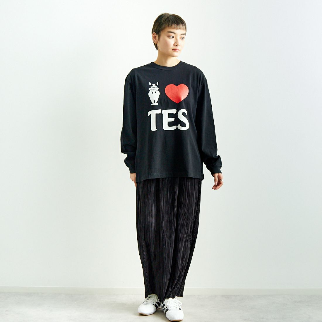 The Endless Summer [エンドレスサマー] I LOVE TES ロングスリーブTシャツ [FH-25374313] 01 BLACK &&モデル身長：160cm 着用サイズ：S&&