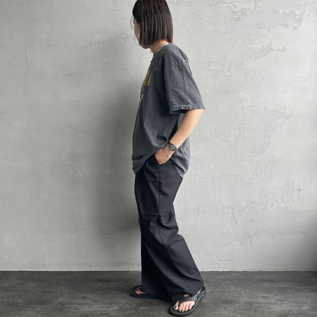 GOOD ROCK SPEED [グッドロックスピード] 別注 NIRVANA ロックプリントTシャツ(IN UTERO) [INTN-030-JF] CHARCOAL &&モデル身長：159cm 着用サイズ：M&&