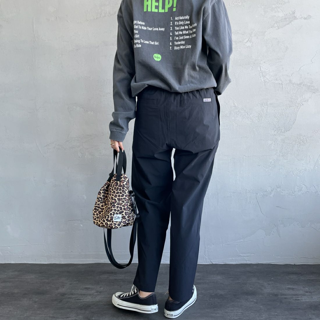 GRAMiCCi [グラミチ] 別注 エブリデイ ナイロンパンツ [GUP5-S2034-JF] BLACK &&モデル身長：163cm 着用サイズ：S&&