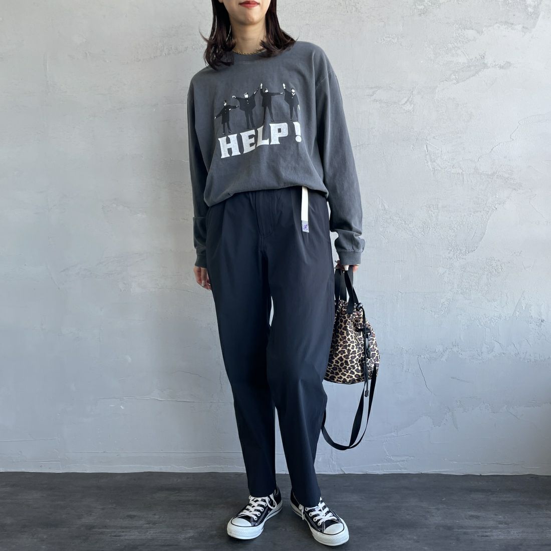 GRAMiCCi [グラミチ] 別注 エブリデイ ナイロンパンツ [GUP5-S2034-JF] BLACK &&モデル身長：163cm 着用サイズ：S&&