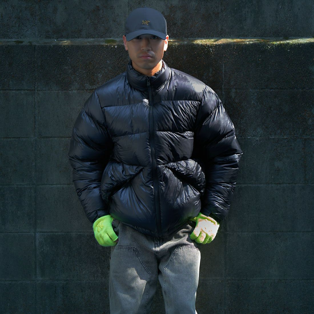 Marmot [マーモット] 別注 ダウンジャケット [TSAUD312IN-JF] BLACK &&モデル身長：170cm 着用サイズ：L&&