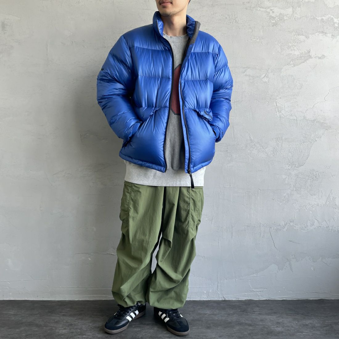 Marmot [マーモット] 別注 ダウンジャケット [TSAUD312IN-JF] BLUE &&モデル身長：168cm 着用サイズ：L&&
