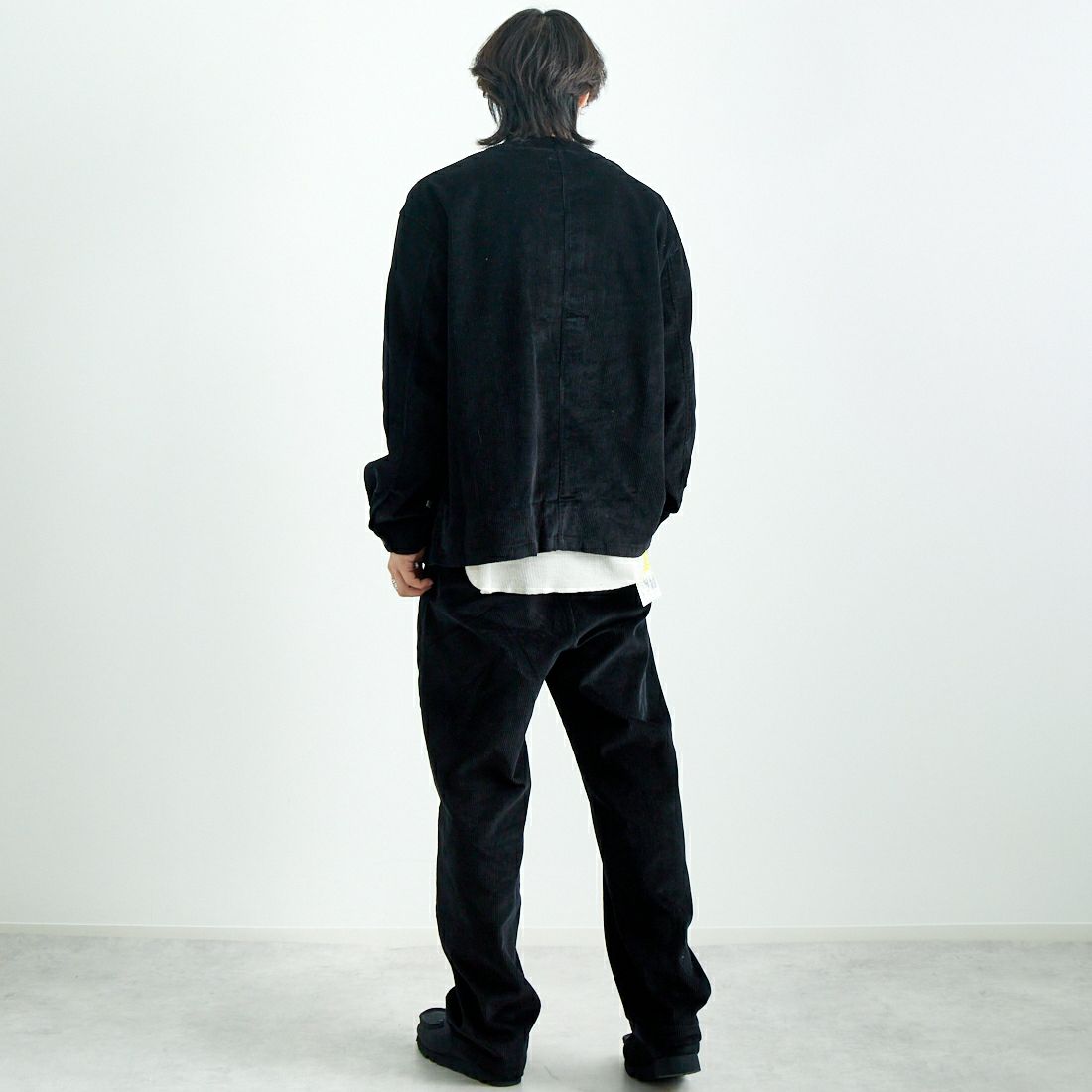 BIG MIKE [ビッグマイク] 別注 コーデュロイエンジニアジャケット [102446020-JF] BLACK &&モデル身長：179cm 着用サイズ：L&&