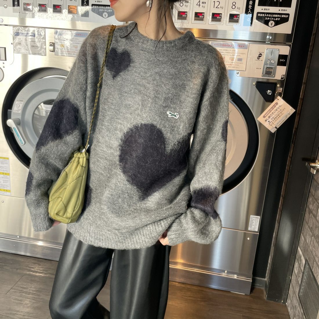 THE FOX [ザフォックス] 別注 シャギーモヘア クルーネックニット [TC24F012-JF] ﾊｰﾄ &&モデル身長：160cm 着用サイズ：S&&