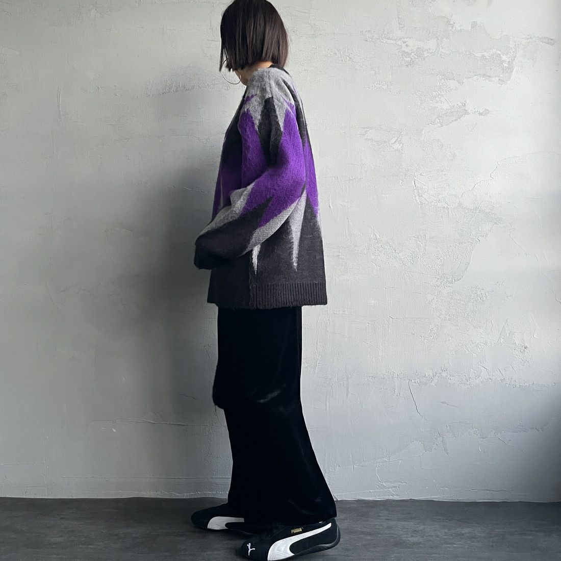 THE FOX [ザフォックス] 別注 シャギーモヘア クルーネックニット [TC24F012-JF] ｱｰｶﾞｲﾙ &&モデル身長：159cm 着用サイズ：S&&